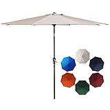 SMLIXE 9ft Patio Garden Table Umbrellas Outdoor Market Sunbrella With Push Button Tilt and Crank Lift System UV Protection Waterproof Sunproof Beige