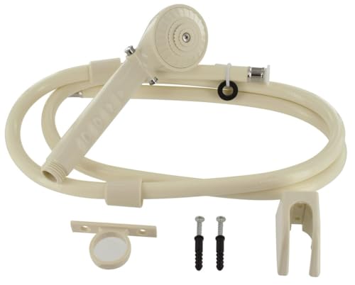 Image of Valterra Shower Head KIT, TRICKLE Shut-Off, 60IN Hose, Biscuit