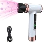 Cordless Travel Hair Dryer Rechargeable, 3 Speed or 3 Temperature, Digital Screen Compact, Lightweight, Quick Drying for Women or Men on the Go (White)