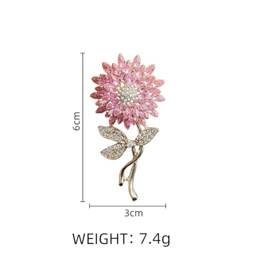 Image of Rhinestone Flower Brooch Pin Pink Blue Crystal Sunflower Brooch Big Large Bouquet Brooch Pin Wedding Ball Birthday Party Brooch Elegant Clothing Hat Bag Accessories Jewelly for Women