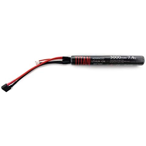 Titan Lithium-Ion Airsoft Battery | 7.4v Battery, 3000mAh 7.4v Stick T-Plug (Deans) | Maximum Capacity & Performance 7.4 Volt Airsoft Gun Battery Cover