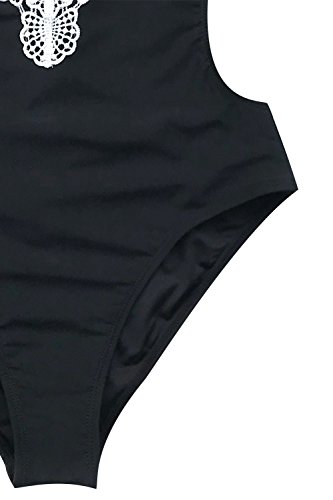CUPSHE Women's Ladies Vintage Lace Bikini Sets Beach Swimwear Bathing Suit (XL, Black Halter)