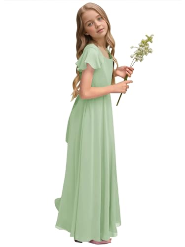 Fancy Girl Junior Bridesmaid Dresses Kids Sleeveless Cute Maxi Dress Teen Long Wedding Party Prom Gowns2