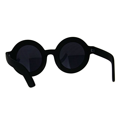 Womens Mod Circle Round Thick Plastic Retro Vintage Sunglasses All Black4
