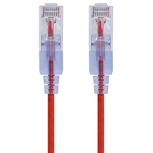 Monoprice Cat6A Ethernet Patch Cable - 3 Feet - Red (5 Pack) Snagless RJ45 550Mhz UTP Pure Bare Copper Wire 10G 30AWG - SlimRun Series