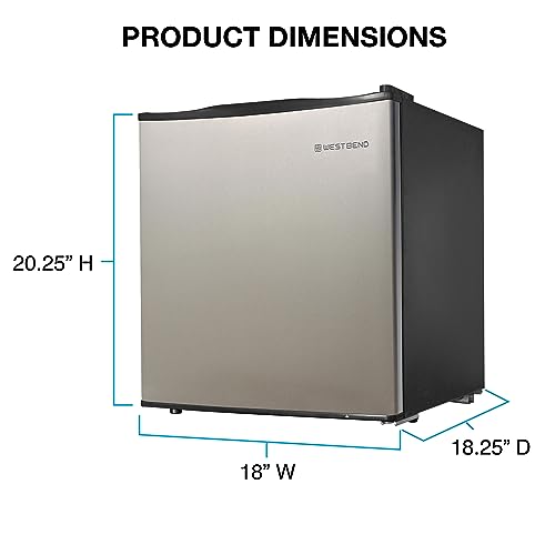 West Bend WB0170ARTSS Mini Fridge Compact Refrigerator For Home Office Or Dorm, Auto Defrost With Reversible Door, Energy Star Rated, 1.7-Cu.Ft., Metallic thumb #5