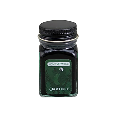 Image of Monteverde Jungle Fountain Pen Ink, 30ml, Crocodile (Green) | Animal-inspired fountain pen ink with bold color, smooth flow, and creative writing personality.
