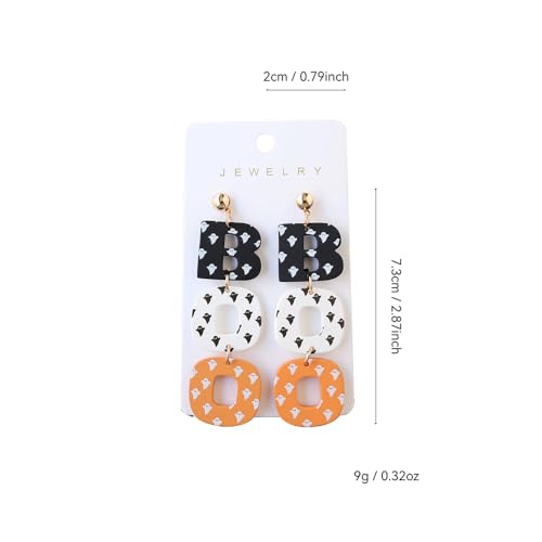 Halloween Earrings BOO Ghost for Women, Retro Simple Acrylic Drop Earrings Handmade Colorful Jewelry Holiday Festive Decorations Accessories 6