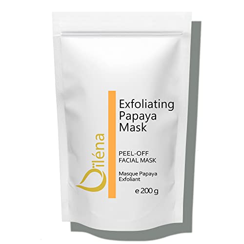 Mascarilla Facial Hidratante de Alginato en Polvo, Elimina Espinillas y Puntos Negros. Mascarilla Vegana, Sin Aclarado, Exfoliante 200 g (Mascarilla exfoliante de Papaya)