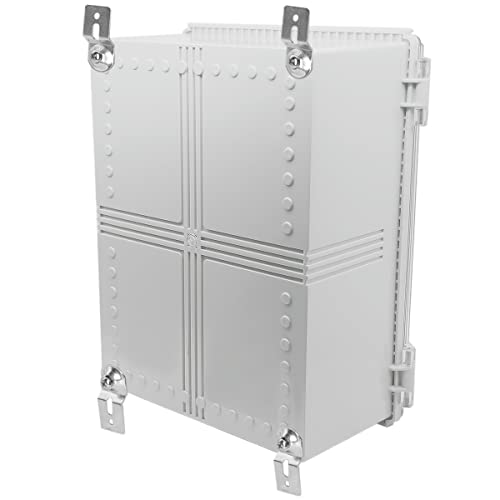 Zulkit Junction Box,Ip67 Waterproof Electrical Box Hinged Clear Cover Stainless Steel Buckle Plastic Project Box W Mounting Plate Wall Bracket And 2 Cable Gland 17.7"X13.8"X7.9"/450X350X200Mm #TOP4