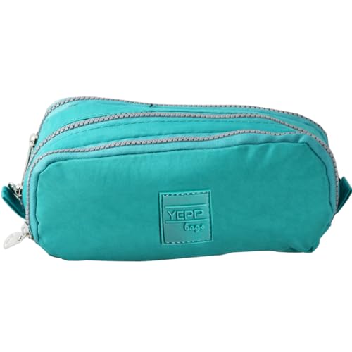 Estojo Escolar Organizador Universitário Grande Triplo 03 Zíper Nylon Resistente Masculino Feminino Volta As Aulas (Verde)