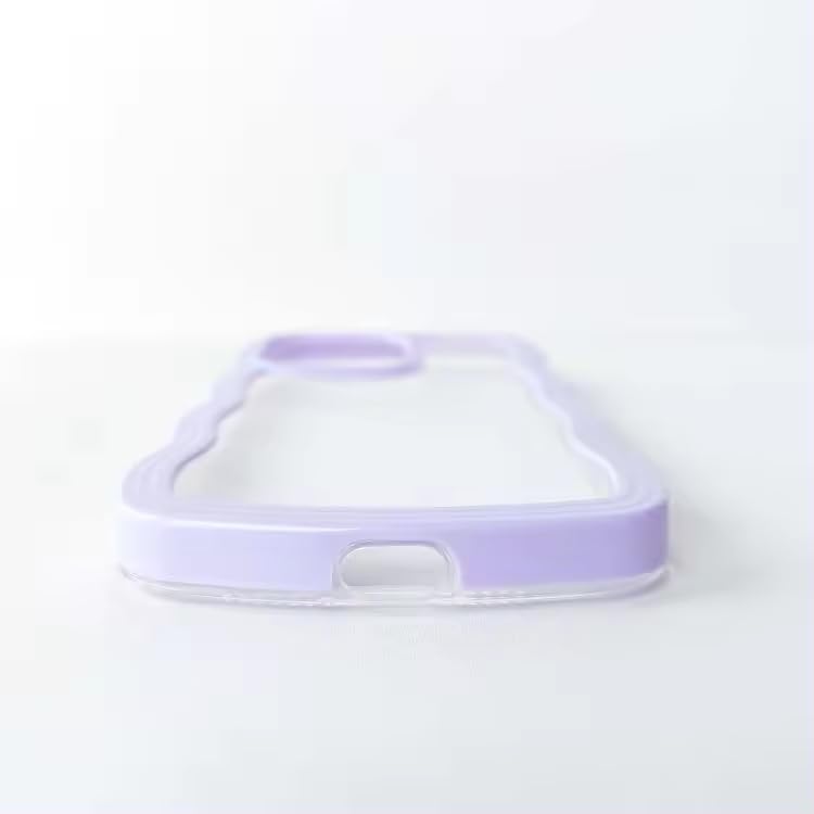Image of MIDOS Back Cover Compatible with iPhone 14 Plus, Cute Curly Wave Frame Clear Case for Girls Women, Transparent Soft Silicone TPU Bumper Shockproof Protective Cover for iPhone 14 Plus (Purple)