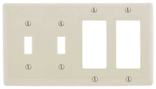Bryant Electric NP2262LA Wallplate, Nylon, Standard Size, 4-Gang, 2 Toggle, 2 Decorator/GFCI, Light Almond