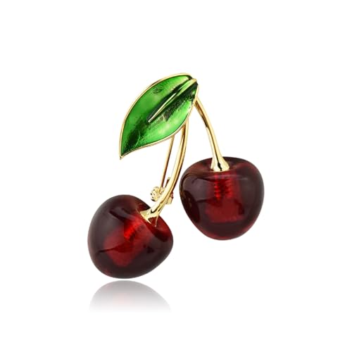 Red Brooch Pin Cherry Brooch Pins for Women Rhinestone Brooch