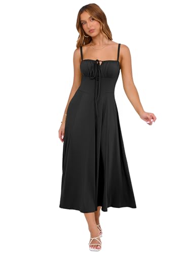 Image of YIOYOLA Corset Dress for Women Casual Tea Party Summer Wedding Guest Flowy Midi Sundress