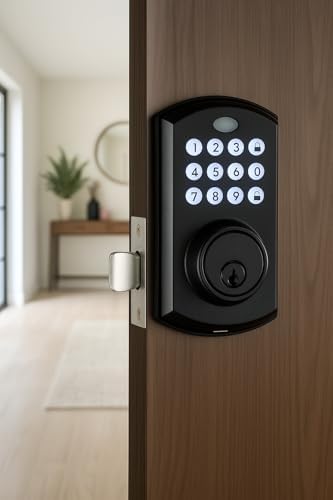 Keyless Entry Door Lock, Matte Black image 5