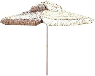 Guarda-sóis externos de 2,4 m/7,8 pés, guarda-sóis de jardim de cor natural, guarda-sóis de palha havaiana, guarda-sóis de praia de palha, adequados para terraços, pátios, piscinas, restaurantes, hot