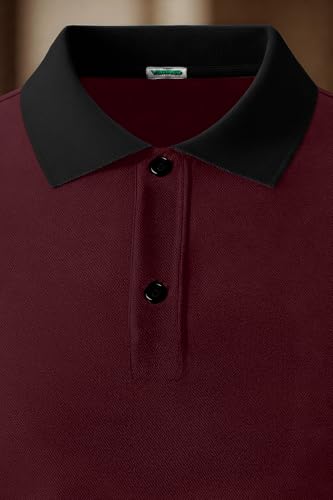 Image of Veirdo Pure Cotton Half Sleeves Regular Fit Plain Solid Classic Polo Collar T-Shirt for Men & Boys (Color Options- Black, Maroon & Olive)