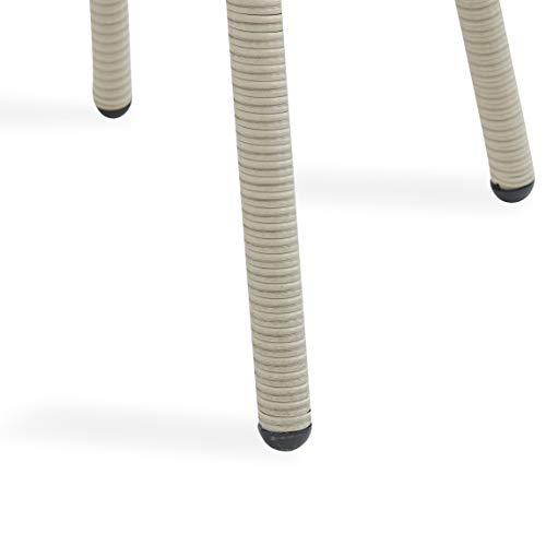 Haven Mesa redonda de vime para uso ao ar livre com tampo de vidro com armazenamento