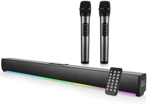 Soundbar RGB com Dois Microfones Sem Fio – 50W RMS, Caixa de Som ...