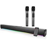 Soundbar rgb com dois microfones sem fio – 50w rms caixa de som b