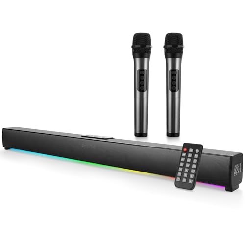Soundbar RGB com Dois Microfones Sem Fio – 50W RMS, Caixa de Som ...
