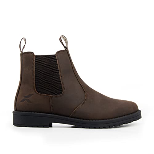 Xpert - Heritage Saddler Dealer Boots. Pull On Genuine Waxy Leather Chelsea Boots With Footbed Padding And Breathable Lining Ideal Mens Shoes For Everyday Wear (Rustic Brown UK9)