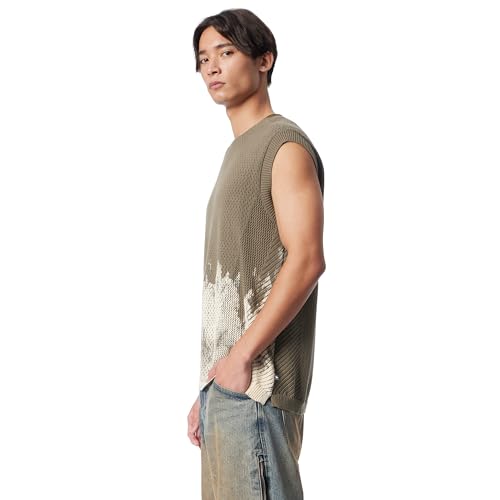Men's Court Tank Sweater with Crew Neckline and Hem Side Slits Standard3