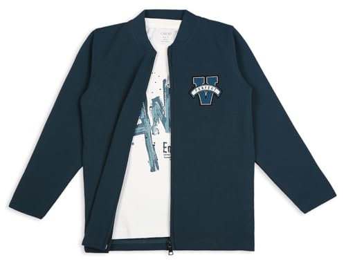 Image of Boys Full Sleeves Solid Jacket and T-Shirt