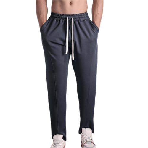 Men's Soft Cotton Yoga Sweatpants Athletic Lounge Pants Open Bottom Casual Loose Running Pants for Men with Pockets