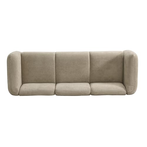 Image of Merax 87 inch Camel Velvet Couch 3 Seater Modern Sofas for Living Room | with 2 Pillows, Foam Filled Cushions, Solid Wood Legs, Upholstered Backrest and Armrest, Bear 900lbs, 87 inchW x 29.5 inchD x 26.5 inchH