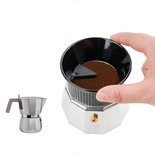watchget Moka Pot Dosing Funnel - 54mm Espresso Coffee Dosing Ring, Plastic Powder Receiver and Distribution Tool for 3-Cup Moka Express Pot, Black