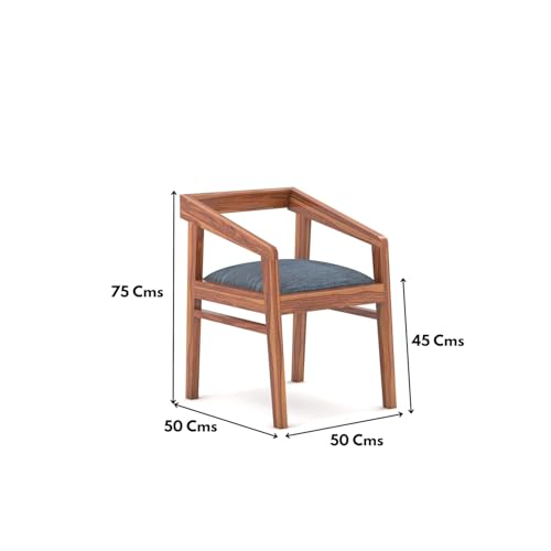 Image of SUNCOM Solid Sheesham Wood Arm Chair Set of 1 for Living Room| Wooden Dining Chair | Home Dining Room Furniture (Natural Finish, 1 Chairs)