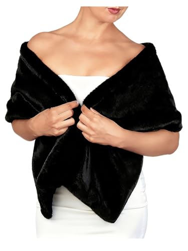 Tgirls Women's Wedding Faux Fur Shawl and Wrap Bridal Fur Stole Fur Scarf for Bride and Bridesmaids