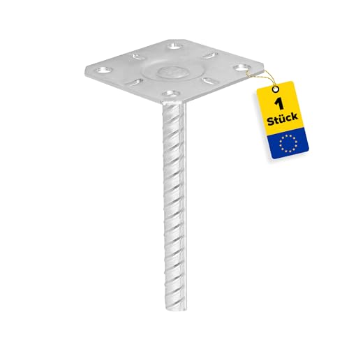 GRUNDLINE - Pfostenträger - Pfostenanker - Holzverbinder - Balkenschuh - Pfostenträger 80x80 - Pfostenträger zum einbetonieren - Stützenfuß für Zaunpfosten - Holzpfosten - Terrasse - Carport