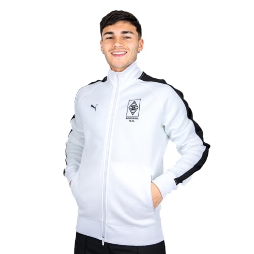 PUMA T7 Trainingsjacke Weiß | Borussia Mönchengladbach | Sportjacke mit Vereinslogo (DE/NL/SE/PL Alphanumerisch 3XL Regular Regular Weiß)