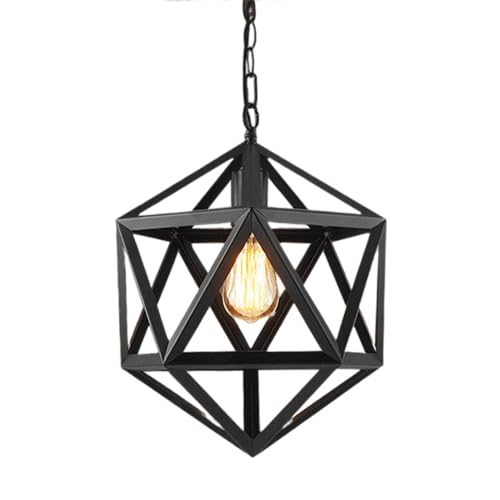 Suspension industrielle E27 luminaire décoratif rétro en métal noir pour salon et bureau chic