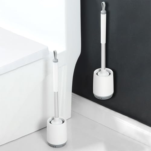 Image of 2 Pack Toilet Bowl Cleaners, Toilet Brush and Holder Set,Silicone Toilet Cleaner Brush,Toilet Scrubber with Floor Standing & Wall Mounted with Ventilated Holder for Bathroom Deep Cleaning