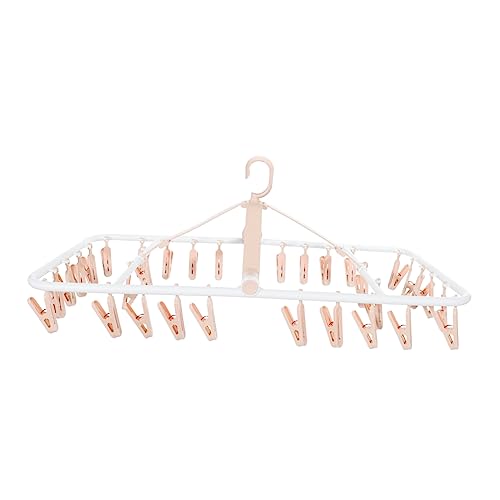 KOMBIUDA 32 Foldable Hanger Hangers for Pants Washing Foldable Clothing Rack Shirt Hangers Outdoor Clothesline Travel Hanger Clothes Hanger Foldable Clothes Rack Sock Laundry Hanger Pink Pp