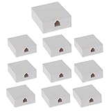 Beszin (10-Pack) RJ11 (6P4C) Modular Single Port Surface Mount Jack Box White for Telehone/Phone Line with Mounting Screws