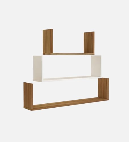Image of Kite Multipurpose Modular Wall Racks /Shelves /Organiser /Decor Particle Board Wall Shelf (Number of Shelves - 3, Beige, White)