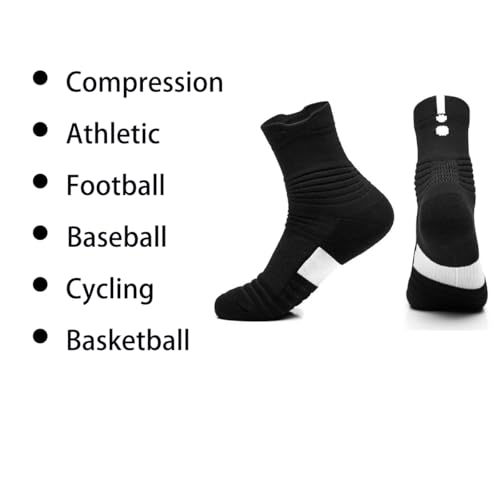 Image of 3 Pack Compression Basketball Socks Performance Cushioned Athletic Crew Sports Running Cycling Sock