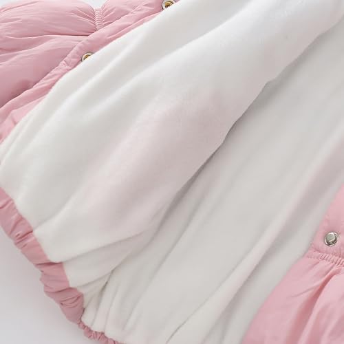 Toddler Girls Cropped Puffer Coat Padded Quilted Coats Mock Neck Buttons Down Lightweight Pleated Winter Jackets3