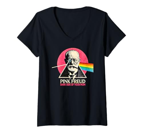 Womens Funny Dark Side of Your Mom Psychoanalysis Joke V-Neck T-Shirt