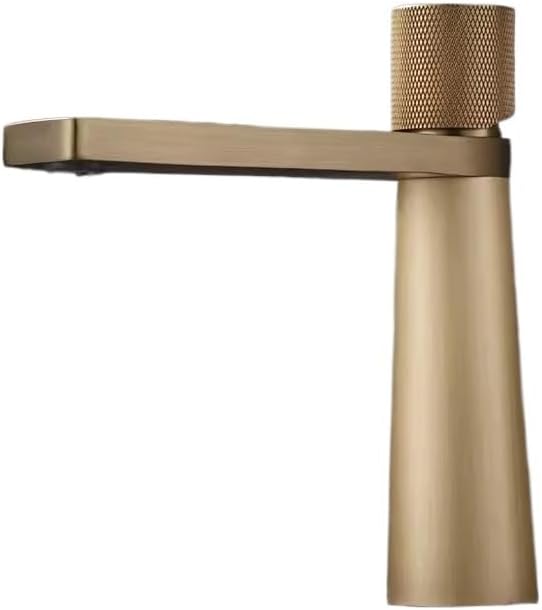 Antique Bronze Tall Basin Faucet - Single-Handle Hot/Cold Bathroom Sink Tap, Deck-Mounted Brass Mixer with Overflow(B)