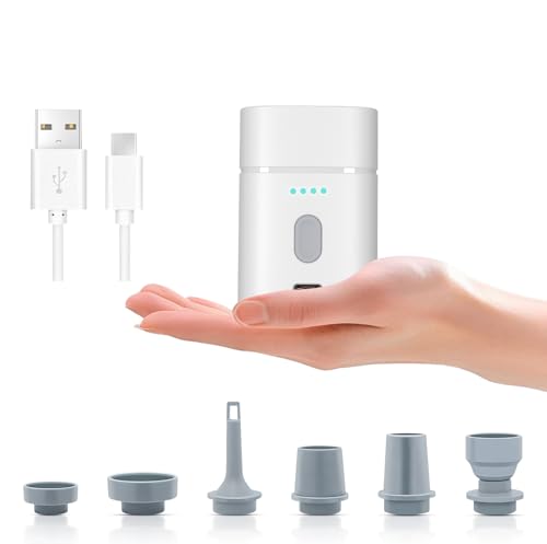 Pompa Sottovuoto,Pompa ad aria ricaricabile tramite USB, Inalazione/Gonfiaggio Rapido,Compatta e Portatile,6 Ugelli Multifunzione per Letto ad Aria per Campeggio,ad Aria, Sacco Sottovuoto