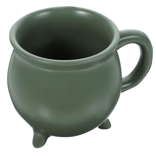 Homoyoyo Taza de Cerámica con Diseño de Caldero Halloween Mate Color Verde Oliva para Café y Bebidas Regalo Temático para Decoración de Brujas