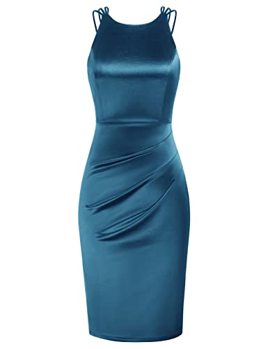 GRACE KARIN Damen Bodycon Pencil Kleid Rundhals Cross Back Cocktailkleid...