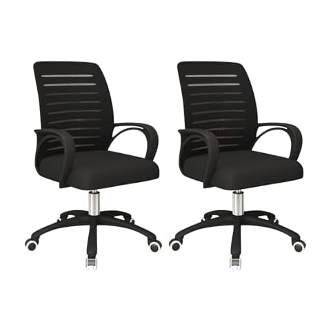 Nuipesn Office Computer Desk Chair,2 Sets Ergonomic Mid-Back Rolling Work Swivel Task Chairs with Wheels Executive Chair for Home Office (Black Sponge+Nylon feet (Tilt Function)) Cover