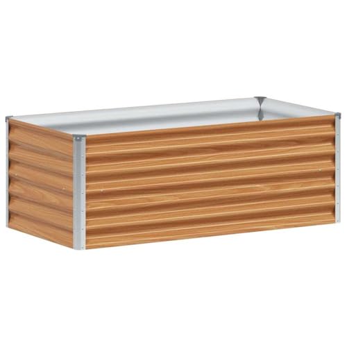 vidaXL - Jardinera elevada, 98 x 50 x 36 cm, acero galvanizado, jardín y terraza, diseño moderno y elegante, materiales duraderos y estilos contemporáneos para exteriores